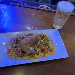 New item ... PAN-SEARED AIRLINE CHICKEN BREAST.
Corn-jalapeño Succotash, Chorizo Cream Sauce
