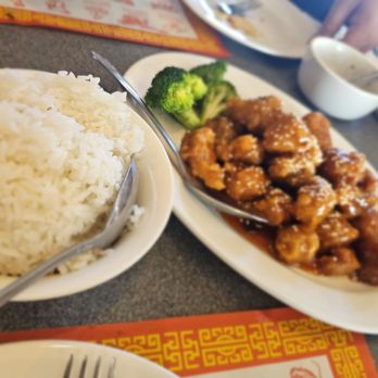Sichuan Gourmet - White rice with sesame chicken 10/10 - Szechuan Near Me - Framingham, Massachusetts