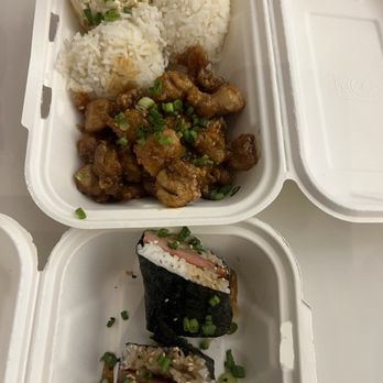 Poke To The Max - Garlic chicken with rice and mac salad. Spam musubi. - Poke Near Me - San Francisco, California