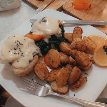 Cafe Mimosa - Veggie eggs Benedict with biscuit instead of English muffin . - Breakfast & Brunch Near Me - Santa Rosa, California