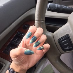 K & N Nail Salon - Metallic almond shape nails!