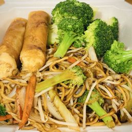 Vegetarian Combination #2 - Vegetable Pan Fried Noodle, Spring Roll, Steamed Vegetable