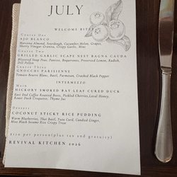 Revival Kitchen - July 2026 menu