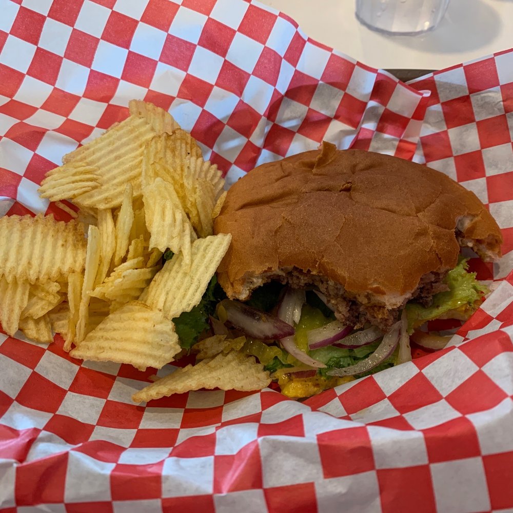 Midpoint Cafe And Gift Shop - My half eaten burger and chips. Now I can finish it! - Cafes Near Me - Adrian, Texas Midpoint Cafe And Gift Shop - My half eaten burger and chips. Now I can finish it! - Cafes Near Me - Adrian, Texas