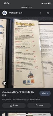 Menu photo 1 Jimmie's Diner Wichita, KS