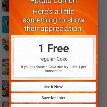 Potato Corner - Free soft drink with a Giga purchase when checking in on Yelp - Fast Food Near Me - Rancho Cucamonga, California