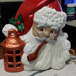 Husa's Ceramics - I purchased clean then fired. I painted with acrylic paints and now adding no fire snow to hat.