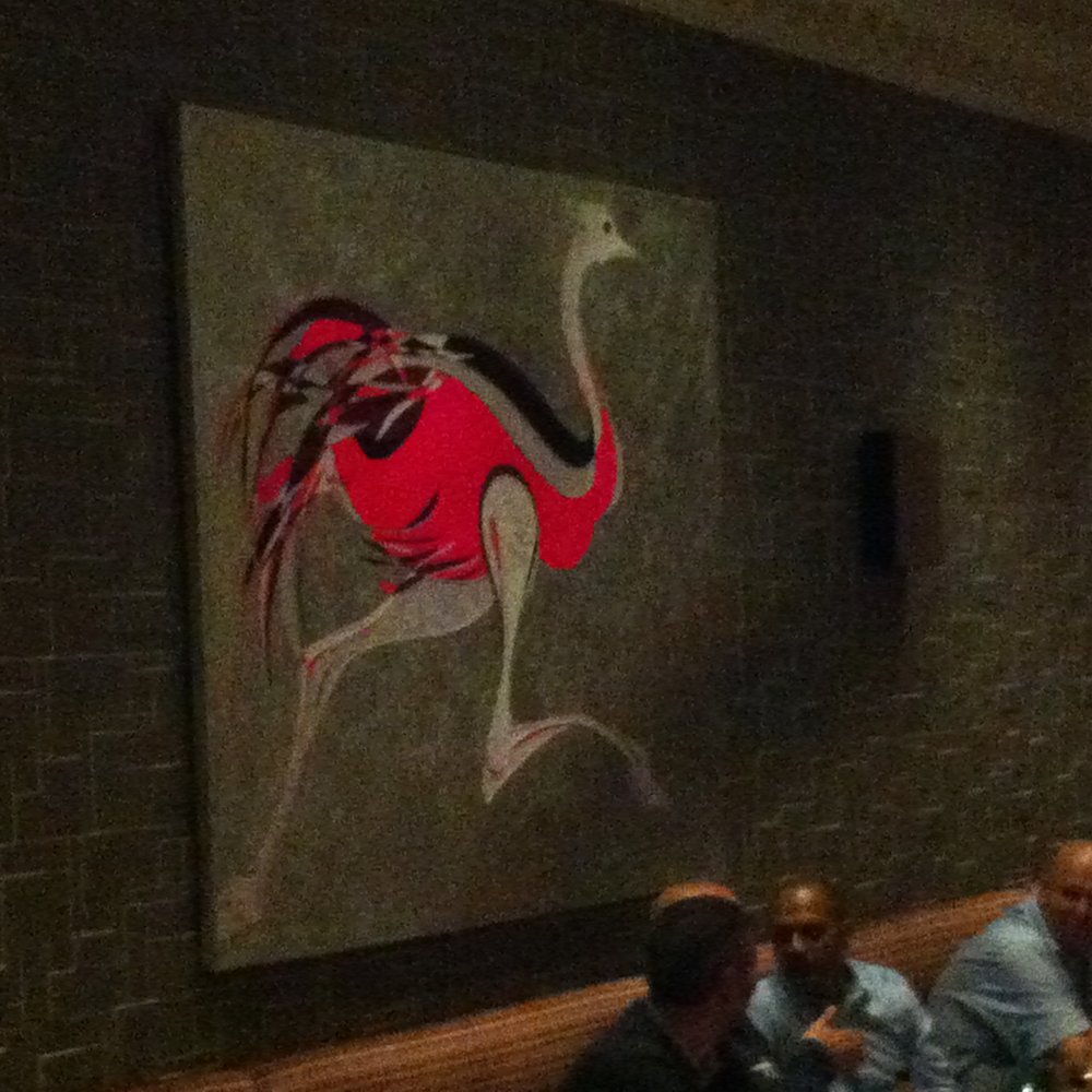 Annayu - The Red Ostridge on the wall at Annayu - Indian Near Me - Hayes, XGL