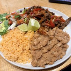 El Huarache Loco - Fajitas, Beans, and Rice