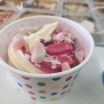 Yaya Yogurt - Pineapple/Dole pineapple and tart frozen yogurt with coconut and sour patch watermelon candies - Ice Cream & Frozen Yogurt Near Me - Valley Springs, California Yaya Yogurt - Pineapple/Dole pineapple and tart frozen yogurt with coconut and sour patch watermelon candies - Ice Cream & Frozen Yogurt Near Me - Valley Springs, California
