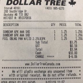 Dollar Tree - Cost of the items I bought - Discount Store Near Me - Okotoks, Alberta Dollar Tree - Cost of the items I bought - Discount Store Near Me - Okotoks, Alberta