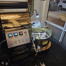 Roasting their beans Roasting their beans