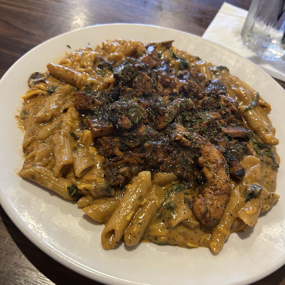 JS International Grill - Vegan Veggie Pasta with Jerk Chicken - Caribbean Near Me - Plano, Texas JS International Grill - Vegan Veggie Pasta with Jerk Chicken - Caribbean Near Me - Plano, Texas