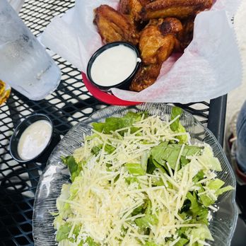 Eastfield Bar & Grill - 8 piece wing and side (subbed w side salad for $2 more -- I have the Caesar without croutons) - Bars Near Me - Charlotte, North Carolina Eastfield Bar & Grill - 8 piece wing and side (subbed w side salad for $2 more -- I have the Caesar without croutons) - Bars Near Me - Charlotte, North Carolina