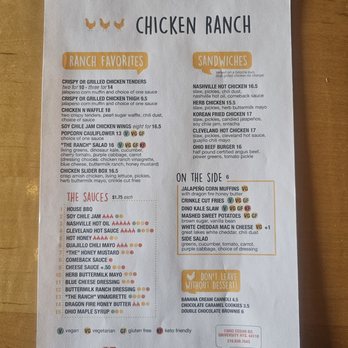Chicken Ranch - Menu - Chicken Shop Near Me - University Heights, Ohio