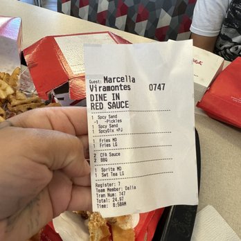 Chick-fil-A - My food receipt that says I ordered this early in the morning and somehow ended up with non fresh disgusting food - Fast Food Near Me - Houston, Texas Chick-fil-A - My food receipt that says I ordered this early in the morning and somehow ended up with non fresh disgusting food - Fast Food Near Me - Houston, Texas