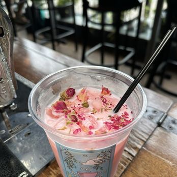 First Sip Cafe - Sakura and lychee tea latte - Coffee & Tea Near Me - Chicago, Illinois