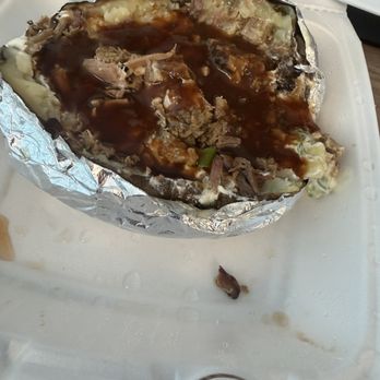 Teague’s Bar-B-Que - Loaded Baked Potato with Meats Brisket - Caterers Near Me - Spring, Texas Teague’s Bar-B-Que - Loaded Baked Potato with Meats Brisket - Caterers Near Me - Spring, Texas