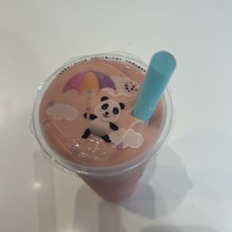 Strawberry Mango Smoothie w cute Panda seal