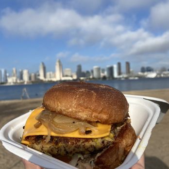 Burger Lounge - Organic Quinoa Vegan Burger *Eating a burger with this view can't really complain* - Burgers Near Me - Coronado, California Burger Lounge - Organic Quinoa Vegan Burger *Eating a burger with this view can't really complain* - Burgers Near Me - Coronado, California