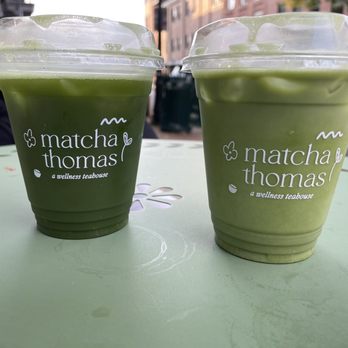 Matcha Thomas - Ginger beer matcha on the left. Milk & matcha on the right. - Bubble Tea Near Me - Beacon, New York