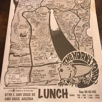 The Horny Toad - Map to The Horny Toad The lunch menu) - American Near Me - Cave Creek, Arizona The Horny Toad - Map to The Horny Toad The lunch menu) - American Near Me - Cave Creek, Arizona
