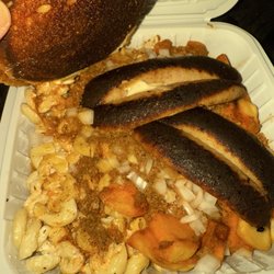 Three Meat Plate- burned grilled cheese and burned white hots.
