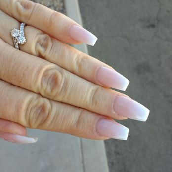 The White Spa Nails - Pink and white ombre, coffin shape. LOVE!!! - Nail Salons Near Me - Mesa, Arizona