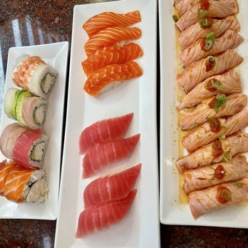 Gin Sushi - Seared Salmon on the right - Sushi Bars Near Me - Temecula, California