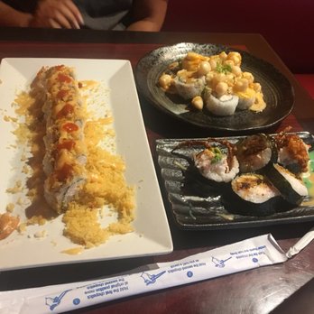 BN Sushi & Grill - L to R: uptown roll, scallop volcano roll, and spider roll. Delicious. - Sushi Bars Near Me - Cedar Hill, Texas