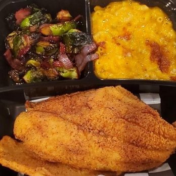 KDW Catering - Fried Catfish with Brussels Sprouts and Macaroni n Cheese- - Caterers Near Me - Baltimore, Maryland