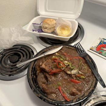 Red's Flavor Table Breakfast Take Out - 8/17/23 Smothered pork chops and grits, with buttermilk biscuits. - Cajun/Creole Near Me - Inglewood, California Red's Flavor Table Breakfast Take Out - 8/17/23 Smothered pork chops and grits, with buttermilk biscuits. - Cajun/Creole Near Me - Inglewood, California