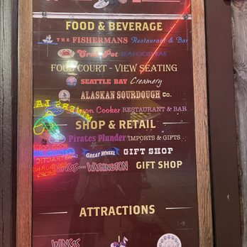 The Fisherman's Restaurant - Arcade sign - Seafood Near Me - Seattle, Washington