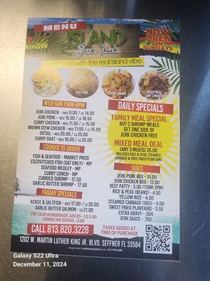 Menu photo 1 Island Jerk Shack Seffner, FL