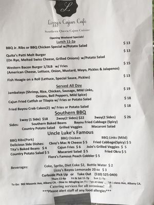 Menu photo 5 Lizzy’s Cajun Cafe Albany, CA