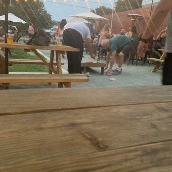 Back Alley Brewhouse - View of Corn Hole/ outdoor seating area - Beer Gardens Near Me - Galt, California