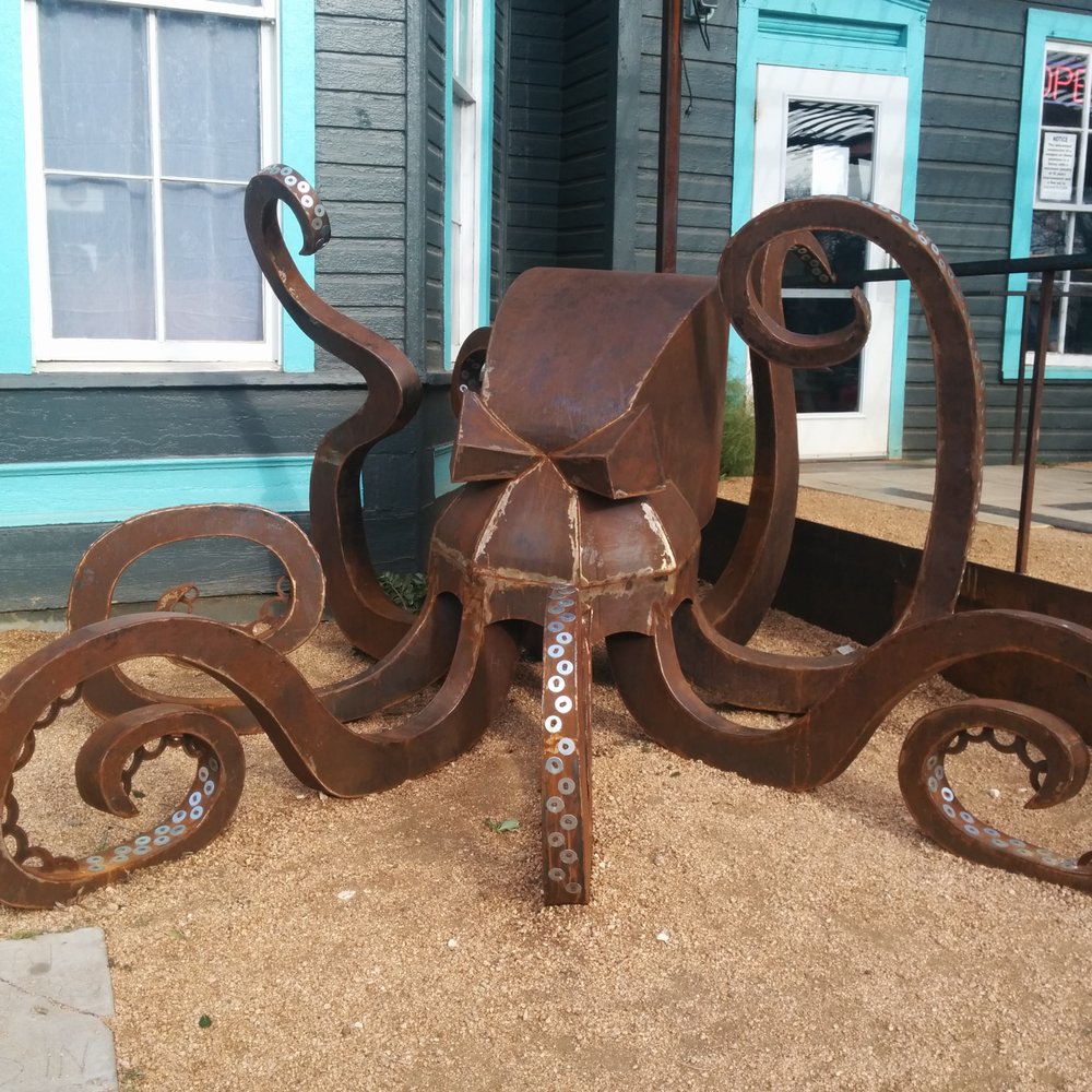 Cenote - Funky sculpture out front - Coffee & Tea Near Me - Austin, Texas