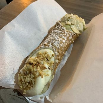 Cannolissimo - Cannoli with white chocolate and pistachio filling with almond and hazelnuts and pistachio shell - Shaved Ice Near Me - Palermo, Pennsylvania