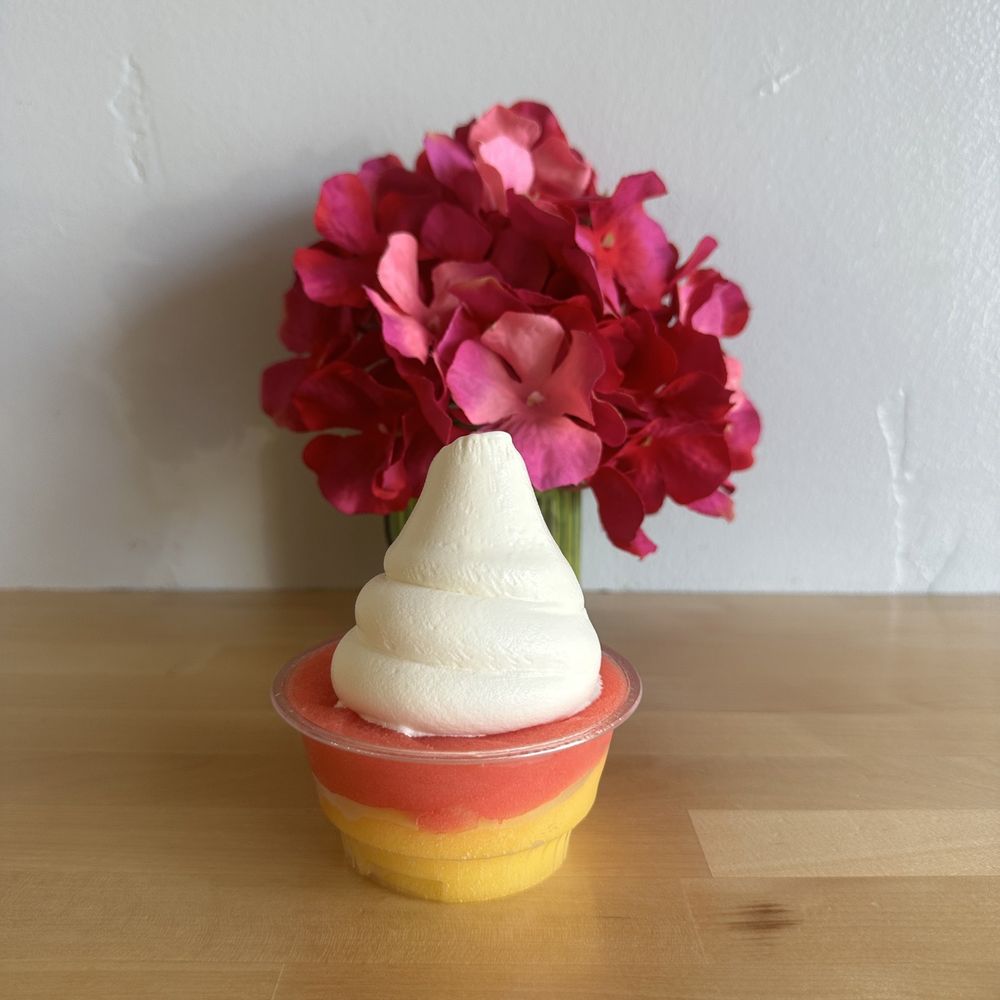 Sweet and Shavery - Sunset (frozen custard with mango and strawberry ice) - Desserts Near Me - Davis, California Sweet and Shavery - Sunset (frozen custard with mango and strawberry ice) - Desserts Near Me - Davis, California