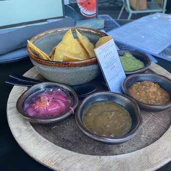 La Popular - Chips and salsas with a business card - Mexican Near Me - Roseville, California La Popular - Chips and salsas with a business card - Mexican Near Me - Roseville, California