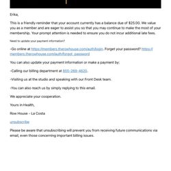 Row House - Even though they waived $25.00, they charged me the following week .
