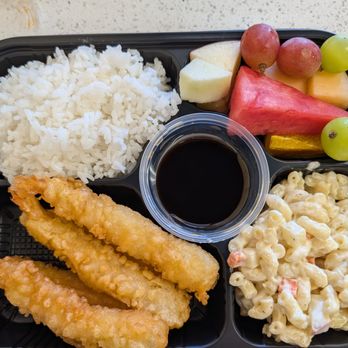 Secret Sauce - rice Tempura Shrimp, tempura sauce, macaroni salad and fruit - Japanese Curry Near Me - Upland, California Secret Sauce - rice Tempura Shrimp, tempura sauce, macaroni salad and fruit - Japanese Curry Near Me - Upland, California