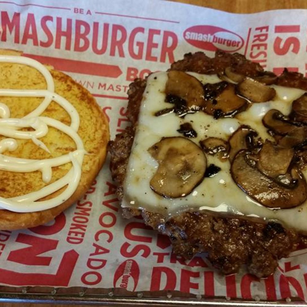 Smashburger - Truffle Mushroom Swiss Burger (7oz patty, truffle mayo, sautéed crimini mushrooms & aged Swiss on an egg bun) -- at Smashburger. - Burgers Near Me - Bronx, New York Smashburger - Truffle Mushroom Swiss Burger (7oz patty, truffle mayo, sautéed crimini mushrooms & aged Swiss on an egg bun) -- at Smashburger. - Burgers Near Me - Bronx, New York