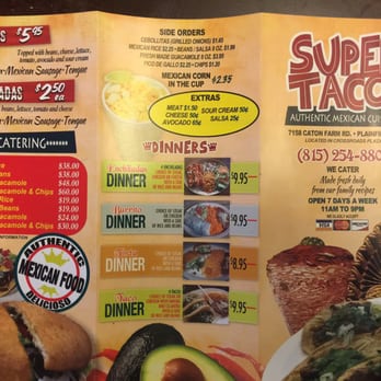 Super Taco - Most recent menu and prices. - Mexican Near Me - Plainfield, Illinois