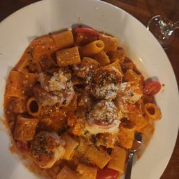 Angry pasta with shrimp