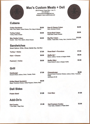 Menu photo 3 Mac’s Custom Meats + Deli Lutz, FL Menu photo 3 Mac’s Custom Meats + Deli Lutz, FL
