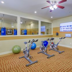 Monterra Las Colinas Apartments - Fitness center with lighted ceiling fans