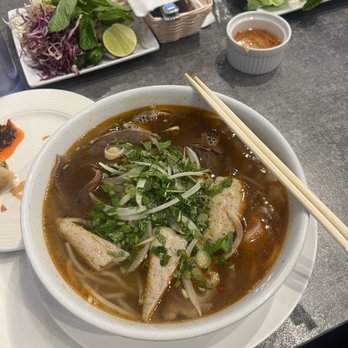 Pho & Beyond - N1. Bun Bo Hue Beef Shank, Tendon & Pork Patty - B, Gn, Ch - Vietnamese Near Me - Las Vegas, Nevada