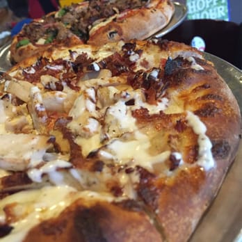 Stuft Pizza - Chicken Bacon Ranch with garlic cream sauce. You get to choose from 3 diff sauces - Pizza Near Me - Milpitas, California Stuft Pizza - Chicken Bacon Ranch with garlic cream sauce. You get to choose from 3 diff sauces - Pizza Near Me - Milpitas, California
