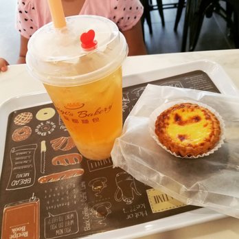 Gigi's Bakery - Portuguese Egg tart/ Peach Oolong tea - Bakeries Near Me - Brooklyn, New York Gigi's Bakery - Portuguese Egg tart/ Peach Oolong tea - Bakeries Near Me - Brooklyn, New York